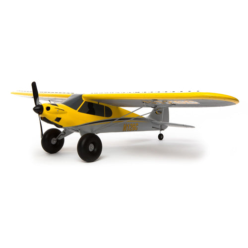 HobbyZone Carbon Cub S 2 1.3m RC Flugzeug - BNF Basic. Gelbes Hochdecker-Modell mit Propeller zum ferngesteuerten Modellflug.