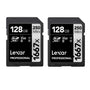 Lexar Professional 1667x SD Karte 128GB 2er-Pack. Rechteckige, blau-weiße Speicherkarte für schnelle Datenübertragung in Kameras.