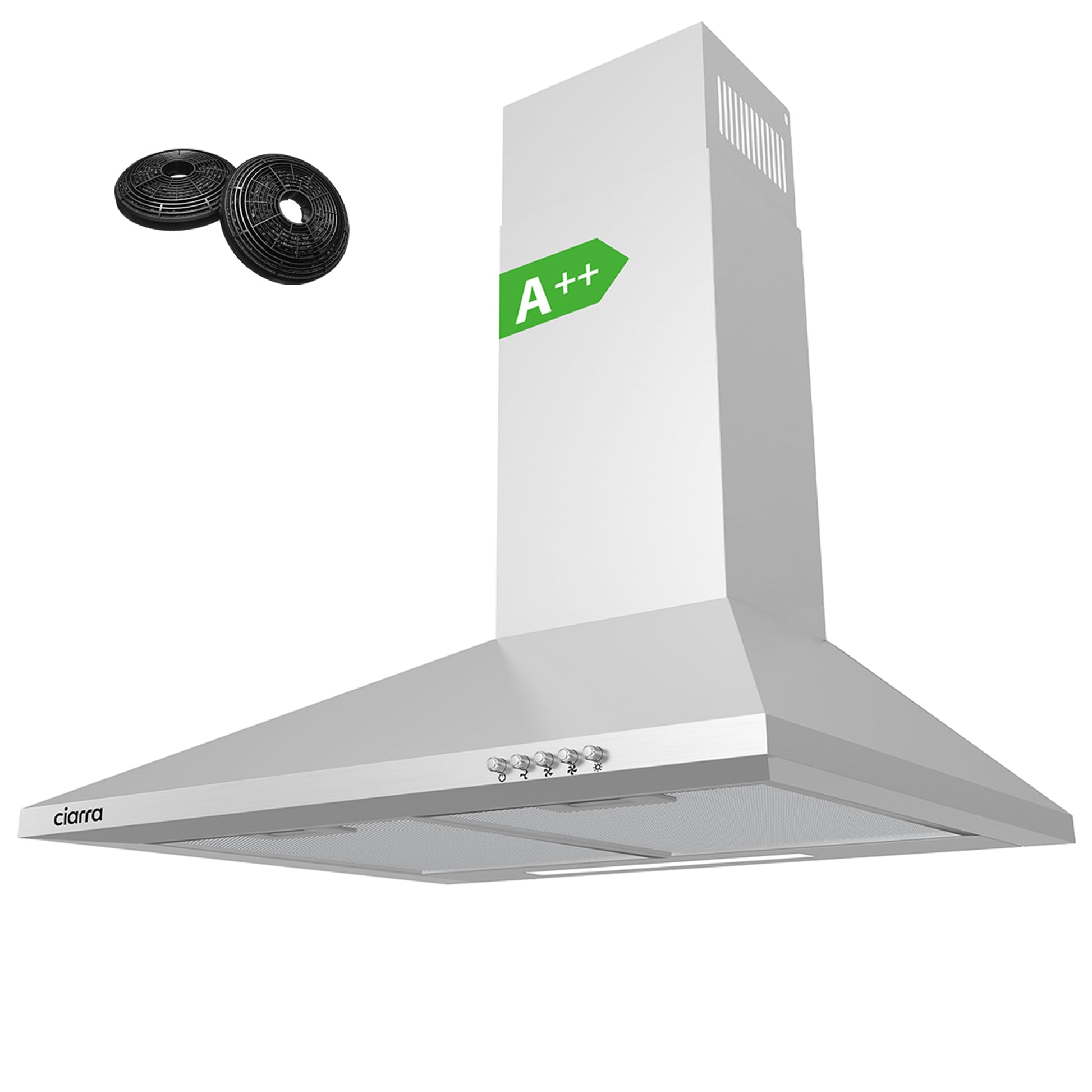 CIARRA CBCS6201 A++ Dunstabzugshaube - 60 cm Pyramide Edelstahl entfernt Kochdunst und Gerüche.