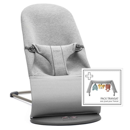 BabyBjörn Babywippe Bliss 3D Jersey Hellgrau inkl. Spielzeug: Ergonomische Wippe für Babys. Wiegt durch Eigenbewegung zum Ruhen/Spielen.
