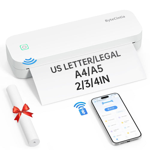 ByteCintia D80 Mobiler A4 Thermodrucker – Bluetooth Weiss, rechteckig, weiss, druckt A4 Dokumente unterwegs per Bluetooth.
