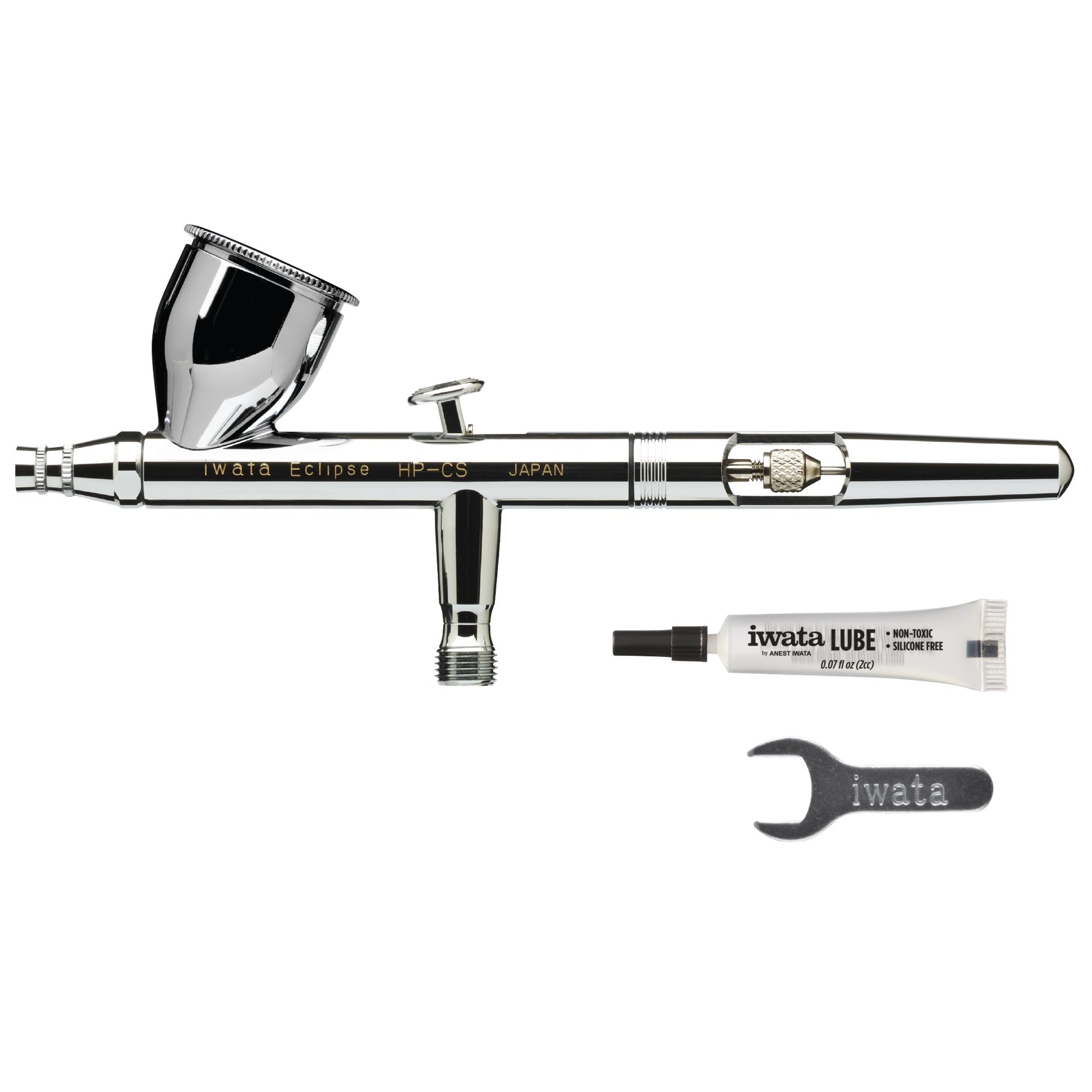 Iwata-Medea Eclipse HP CS Airbrush-Pistole - Dual Action Fließbecher: Silberne Airbrush. Atomisiert Farbe für präzise Feinmalerei, z.B. Modellbau.