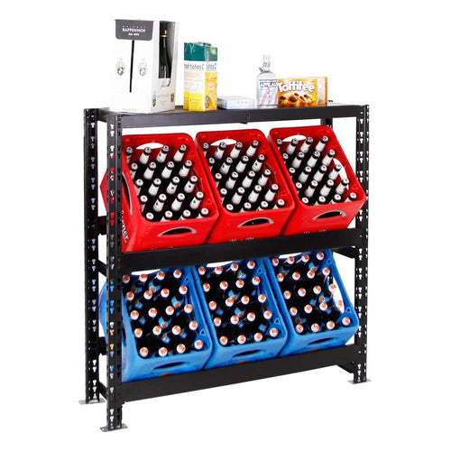 PROREGAL Tegernsee XL Getränkekistenregal 6 Kisten mit Ablage Schwarz