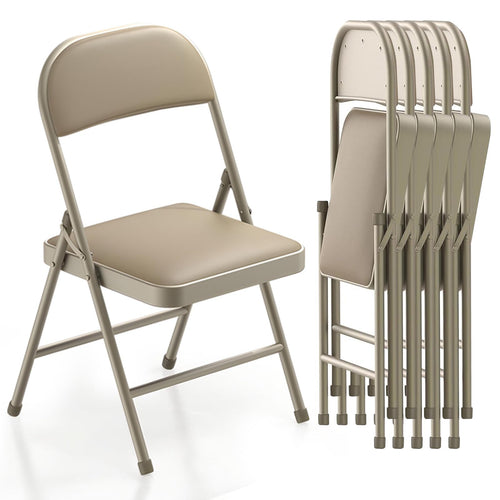 BULAGE Klappstuhl Gepolstert 6er Set - Khaki für Garten & Esszimmer