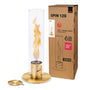 höfats Spin 120 Gold Bioethanol Tischkamin Indoor/Outdoor. Goldener Tischkamin erzeugt eine Bioethanol-Flammenspirale für innen & außen.