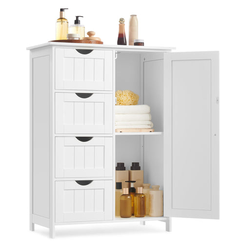 VASAGLE Badezimmerschrank Kommode - 4 Schubladen wolkenweiss LHC042W01