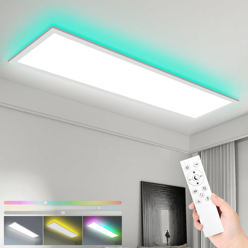 LEOEU LED Panel Deckenleuchte 120x30CM RGB Dimmbar 40W