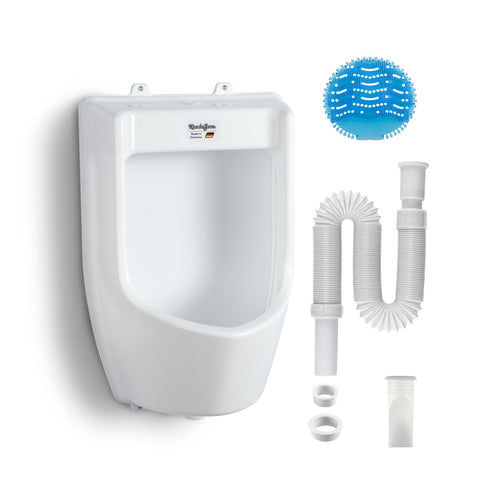 Kunststoff Pissoir Wandurinal Herren: Weißes PVC-Wandurinal inkl. Schlauch zur Wandmontage.