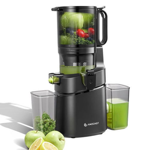 AMZCHEF Slow Juicer Entsafter, Obst & Gemüse – Schwarz