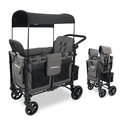 WonderFold W2 Elite KinderVan Bollerwagen - Charcoal Gray. Faltbarer Bollerwagen zum Transport von Kindern.