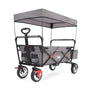 Fuxtec Bollerwagen FX-CT500 faltbar Grau mit Dach: Mit aufgestelltem Verdeck. Transportiert Kinder und Gepäck für Ausflüge.