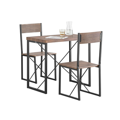 SoBuy OGT19-N Essgruppe, 3-teilig mit Tisch und 2 Hockern in Schwarz/Braun im Industrial-Look. Bietet kompakte Sitzgelegenheit zum Essen und Arbeiten.