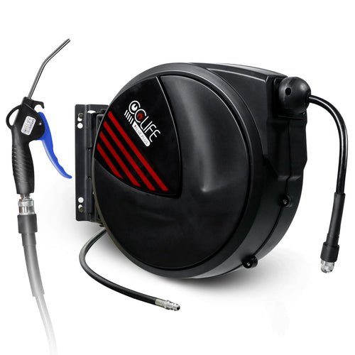 CCLIFE Automatik Druckluft-Schlauchtrommel mit Pistole – 20m+1m