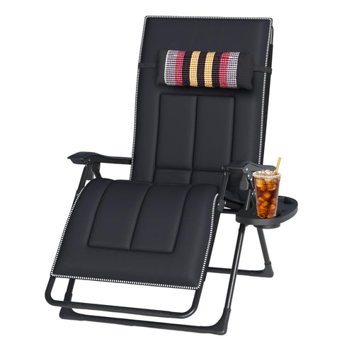 OVLRIJP Sonnenliege klappbar, extra breit, mit Kissen - Strip. Gestreifte Liegefläche zum Entspannen im Freien.