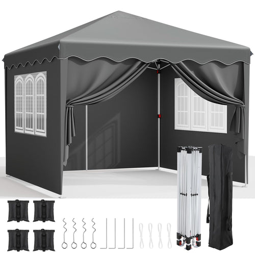 OutdoorPro Faltpavillon 3x3m – UV50+ Grau mit Seitenteilen