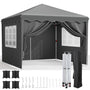OutdoorPro Faltpavillon 3x3m – UV50+ Grau mit Seitenteilen
