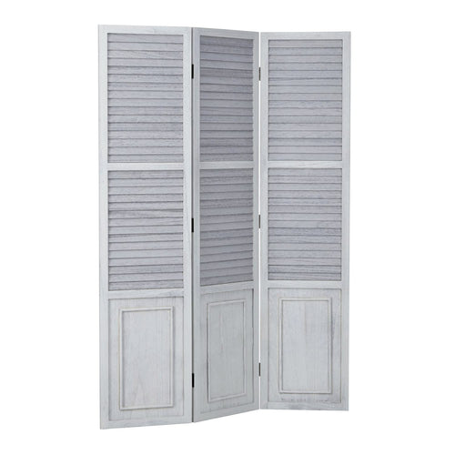 Homestyle4u 1363 Paravent Raumteiler 3-teilig Vintage Grau. Dient als Sichtschutz und zur Raumgliederung.