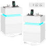 WOLTU Nachttisch 2er Set LED mit Steckdose - weiss NTS23ws-2