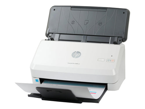 HP ScanJet Pro 2000 s2 Scanner – Einzelblatt ADF. Flacher, weißer Dokumentenscanner mit automatischem Einzelblatteinzug. Digitalisiert Papierdokumente schnell und effizient.