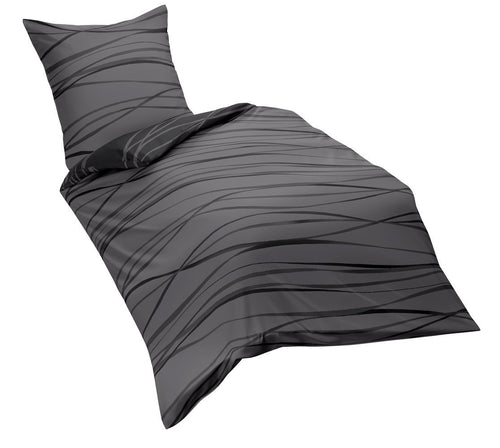 Kaeppel Wendebettwäsche Mako-Satin dunkelgrau 200x200 cm. Zum Beziehen von Decke & Kissen, bietet Schlafkomfort für Doppelbetten.
