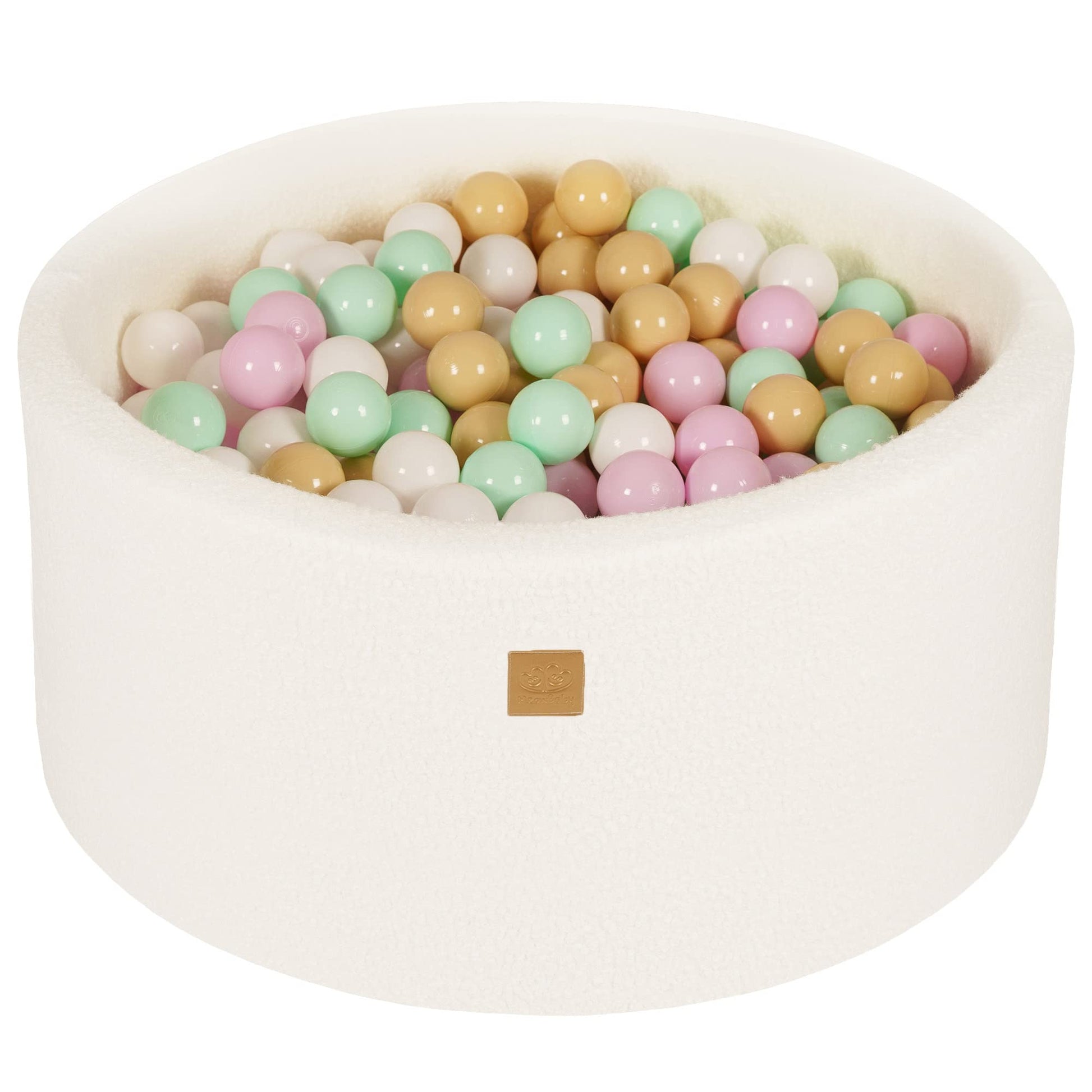 MEOWBABY Bällebad Boucle 90x40cm Weiss für Baby. Rundes, weißes Bällebad aus Boucle-Stoff zum Spielen für Babys.