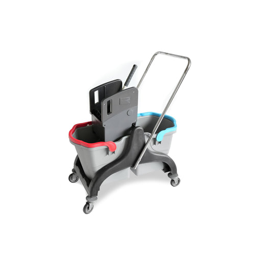 Hypafol Profi Putzwagen Gewerbe - Black Edition 2x25L. Schwarzer Putzwagen mit zwei 25L Eimern zur gewerblichen Bodenreinigung.