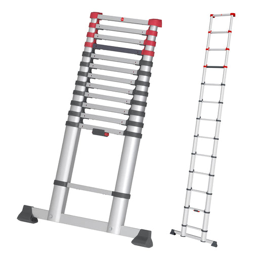 Hailo T80 FlexLine Alu-Sicherheits-Teleskopleiter - 13 Sprossen. Alu-Teleskopleiter mit 13 Sprossen für variable Arbeitshöhen.