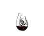 RIEDEL Curly Fatto A Mano Dekanter – Klar/Schwarz/Weiss. Geschwungener Dekanter mit schwarzem Fuß und weißem Streifen zum Dekantieren von Wein.