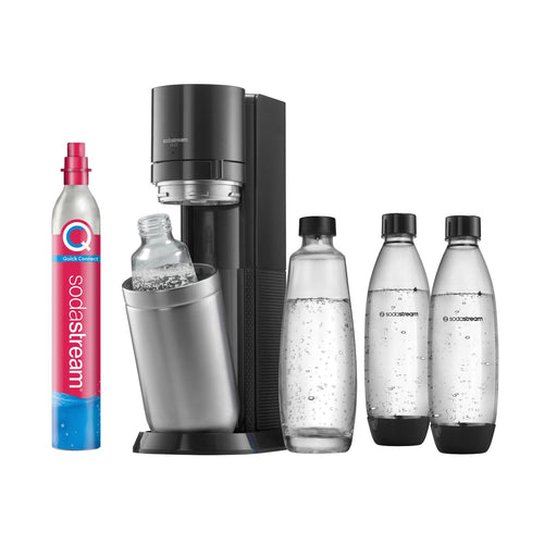 SodaStream DUO Wassersprudler Quick-Connect Zylinder - Titan. Titanfarbener, aufrechter Korpus, karbonisiert Leitungswasser.