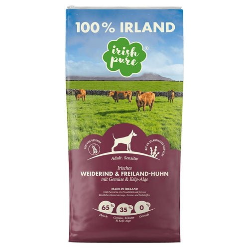 Irish Pure Trockenfutter Adult Hundefutter - Rind Huhn Getreidefrei 12kg