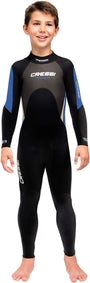 Cressi Morea Jr Monopiece Kinder Neoprenanzug 3mm - Schwarz/Blau XL, einteilig. Bietet Wärmeschutz im Wasser.