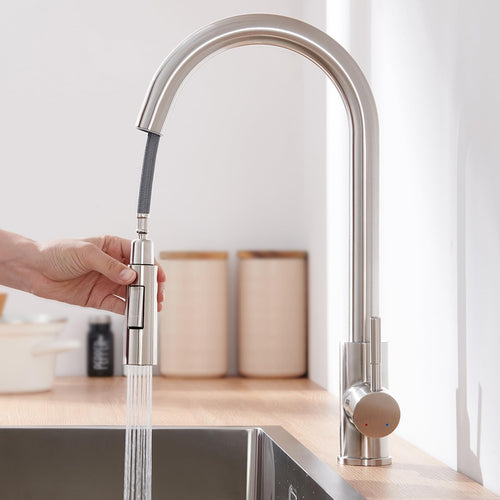 Lonheo Küchenarmatur ausziehbar mit Brause Edelstahl Hochdruck