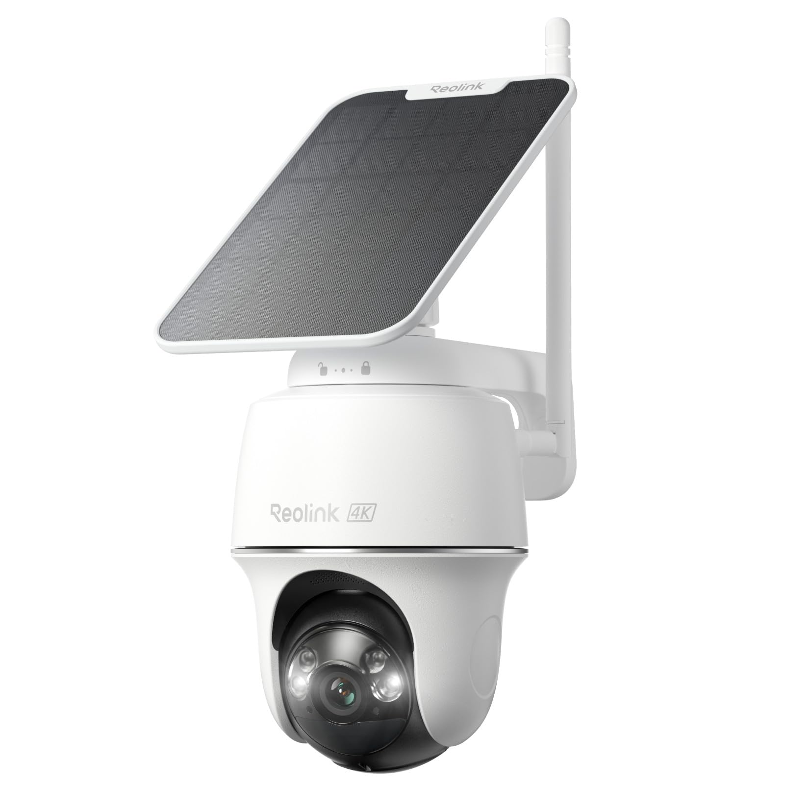 Reolink Argus PT Ultra 4K Akku Solar WLAN Kamera Aussen. Weiße, schwenk- & neigbare Kamera für autarke 4K-Videoüberwachung.