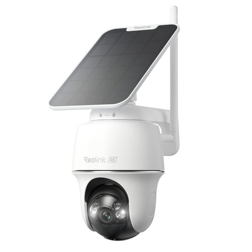 Reolink Argus PT Ultra 4K Akku Solar WLAN Kamera Aussen. Weiße, schwenk- & neigbare Kamera für autarke 4K-Videoüberwachung.