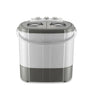 Wiltec Mini-Waschmaschine 3kg – Camping mit Schleuder. Kompaktes, weißes Gerät wäscht und schleudert Kleidung mobil beim Camping.