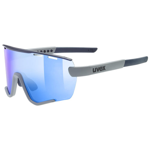 uvex sportstyle 236 Set Sportbrille - Rhino Deep Space Matt/Blue: Mattes, dunkelgraues Gestell mit blauer Scheibe für Augenschutz beim Sport.