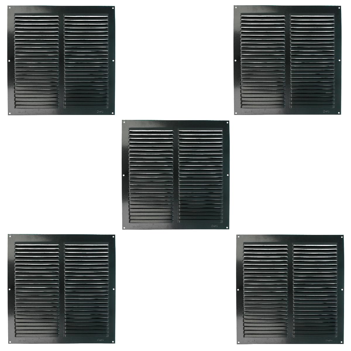 Amig Alu Lüftungsgitter Insektenschutz 300x300mm Schwarz 5er-Set. Gitter für Zuluft/Abluft. Mit feinem Netz gegen Insekten.