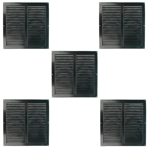Amig Alu Lüftungsgitter Insektenschutz 300x300mm Schwarz 5er-Set. Gitter für Zuluft/Abluft. Mit feinem Netz gegen Insekten.