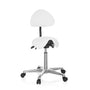 hjh OFFICE TOP Work 20 PU Sattelhocker mit Lehne Weiss: Ergonomischer Hocker für aktives und rückenschonendes Sitzen bei der Arbeit.