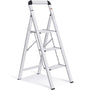KINGRACK Aluminium Trittleiter, silber, 3 Stufen, klappbar, mit Handlauf. Für sicheres Arbeiten in erhöhter Position.