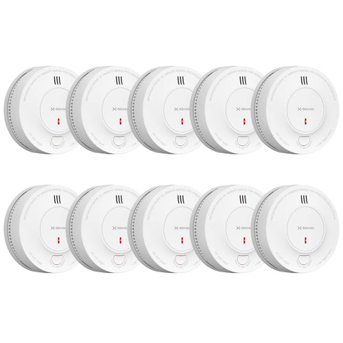 X-Sense SD2J0AX Rauchmelder – 10er Set, 10 Jahre Batterie. Weiß, rund. Erkennt Rauch und warnt vor Feuer.