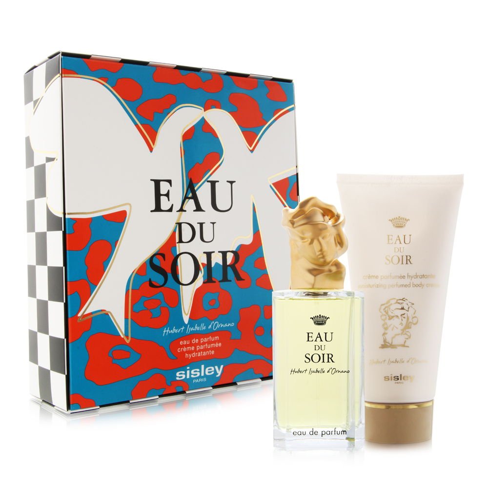 Sisley Eau Du Soir Set EdP 100ml & Körpercreme 150ml: Goldene Flakons und Tiegel. Zum Parfümieren und Pflegen der Haut.