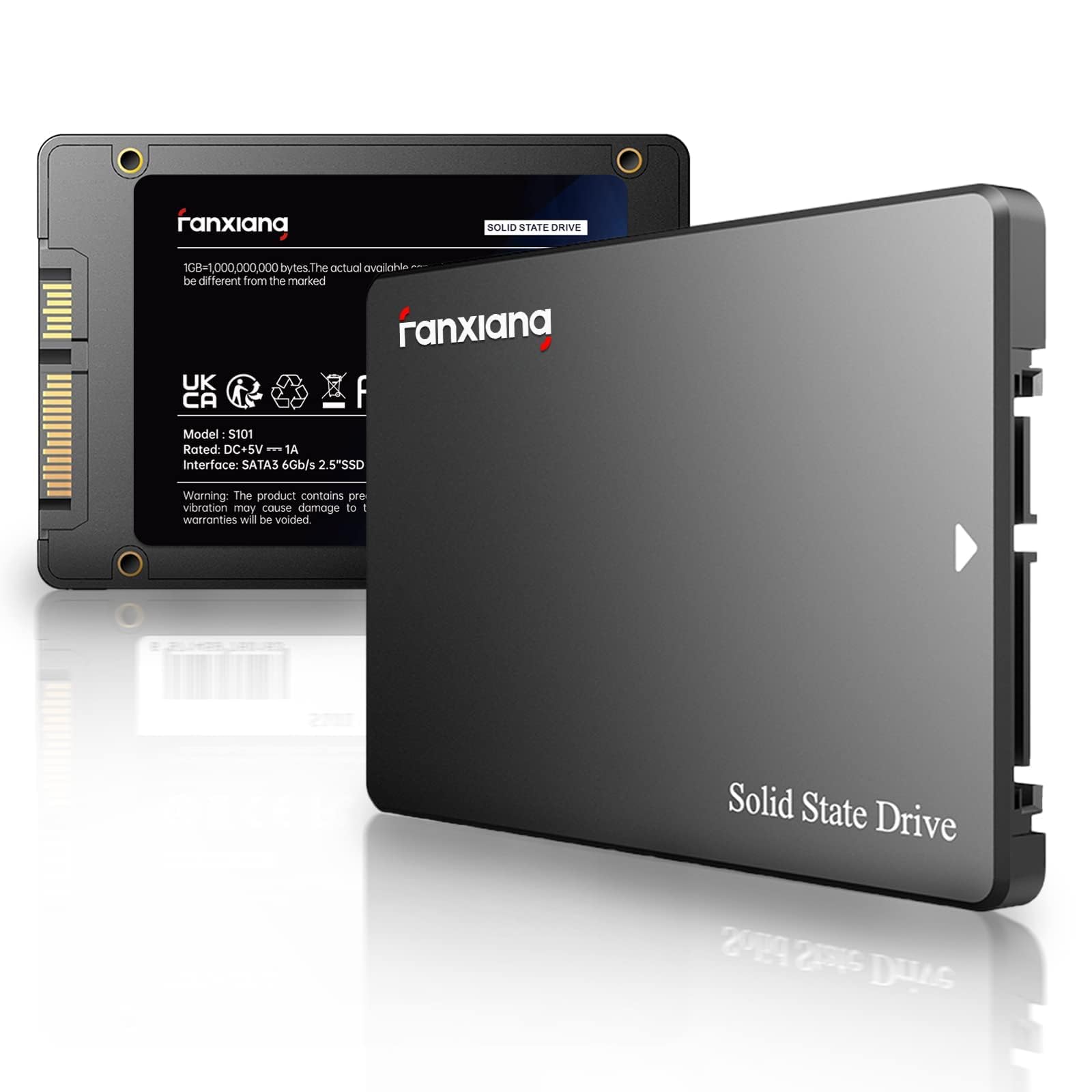 fanxiang S101 2.5-Zoll SATA III Interne SSD - 1TB Schwarz: Schwarze 2.5-Zoll SSD. Dient als interner Datenspeicher für PC- und Laptop-Upgrades.