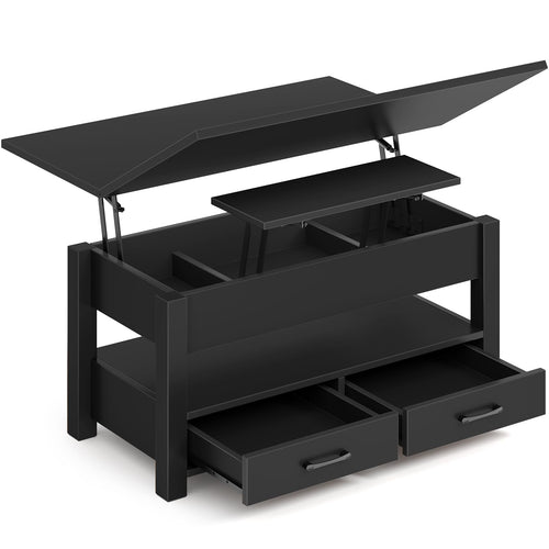 Rolanstar Kaffeetisch umwandelbar - schwarz 100x50 cm