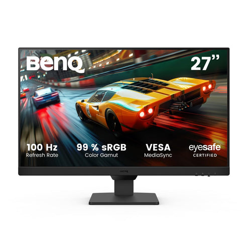 BenQ GW2790E Gaming Monitor – 27 Zoll, 100Hz, IPS. Schwarzer, rechteckiger Bildschirm zeigt flüssige Bilder für Spiele.