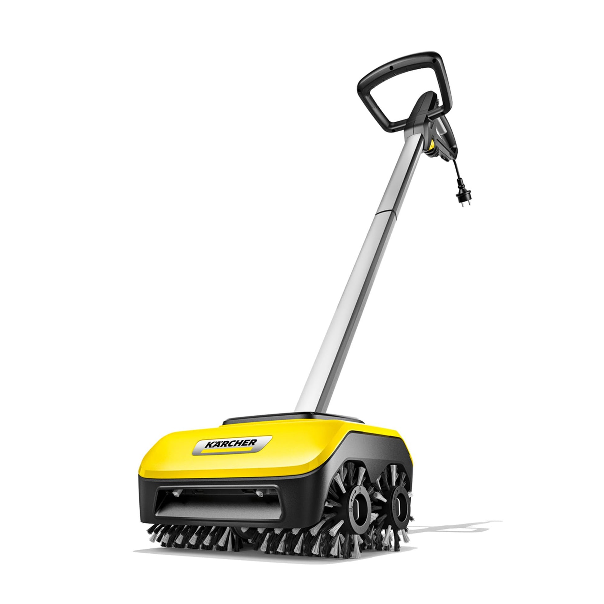 Kärcher PCL 6 Elektrischer Terrassenreiniger für Holz und Stein, gelb-schwarz, mit rotierenden Bürstenwalzen zur Terrassenreinigung.