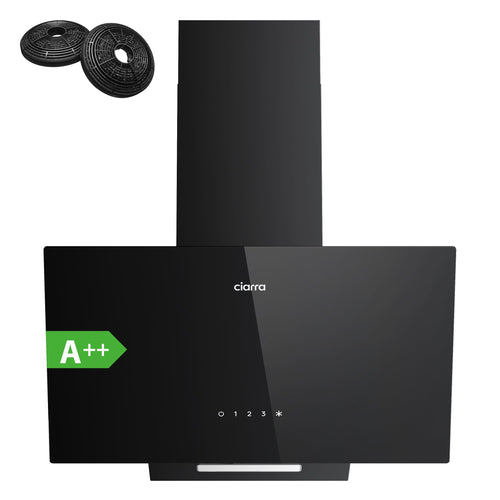 CIARRA CBCB6750C Kopffreie Dunstabzugshaube 60cm Umluft Schwarz. Filtert Kochdunst und Gerüche aus der Küchenluft.