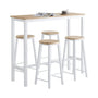 SoBuy OGT22-WN Bartisch Garnitur 5-teilig weiss-Natur: Rechteckiger Bartisch und 4 Barhocker in Weiß und Natur. Ideal für kompakte Essbereiche.