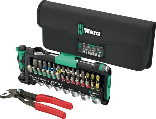 Wera Tool-Check Combi 1 Bit- und Steckschlüssel-Set - 40-teilig. Grünes, kompaktes Etui für Schraubarbeiten und Montage.