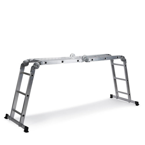 hjh OFFICE 801202 SOLID W3 Mehrzweckleiter. Silberne, 12-stufige Leiter für flexiblen Höhenzugang bei diversen Arbeiten.